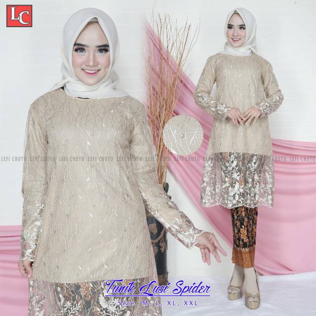 Fanstore -Set kebaya modern tunik lusi spider