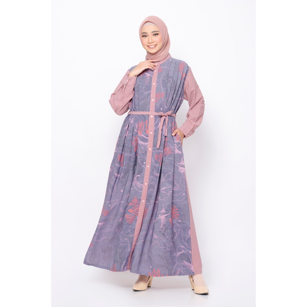 baju gamis wanita dress muslim terbaru ZM Zaskia Mecca - Ikumi Purple Gamis - Jelita Indonesia - Ed 