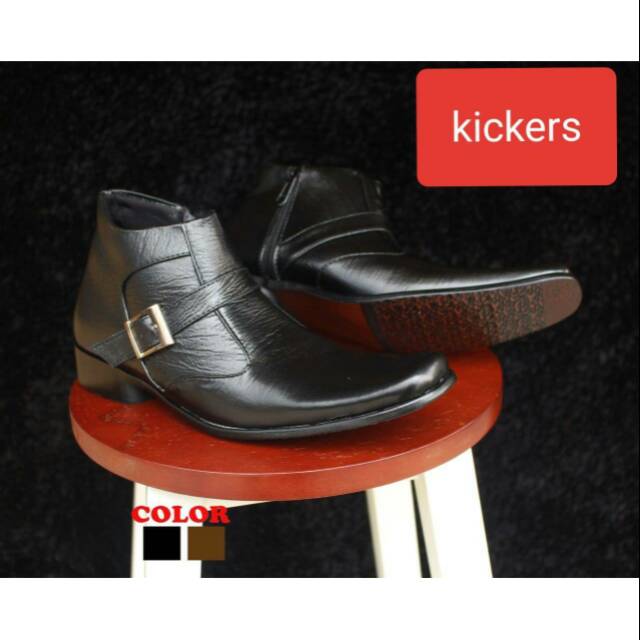 SEPATU PRIA PANTOFEL FORMAL TINGGI KICKERS RESLETING  KULIT + FREE KAOS KAKI