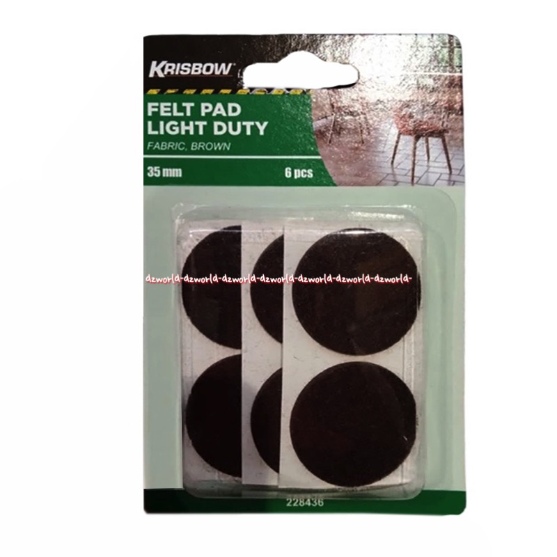 Krisbow Felt Pad Light Duty 35mm Pelindung Alas Kaki Meja Atau Lemari Alas Pelindung Lantai 6pcs Brown