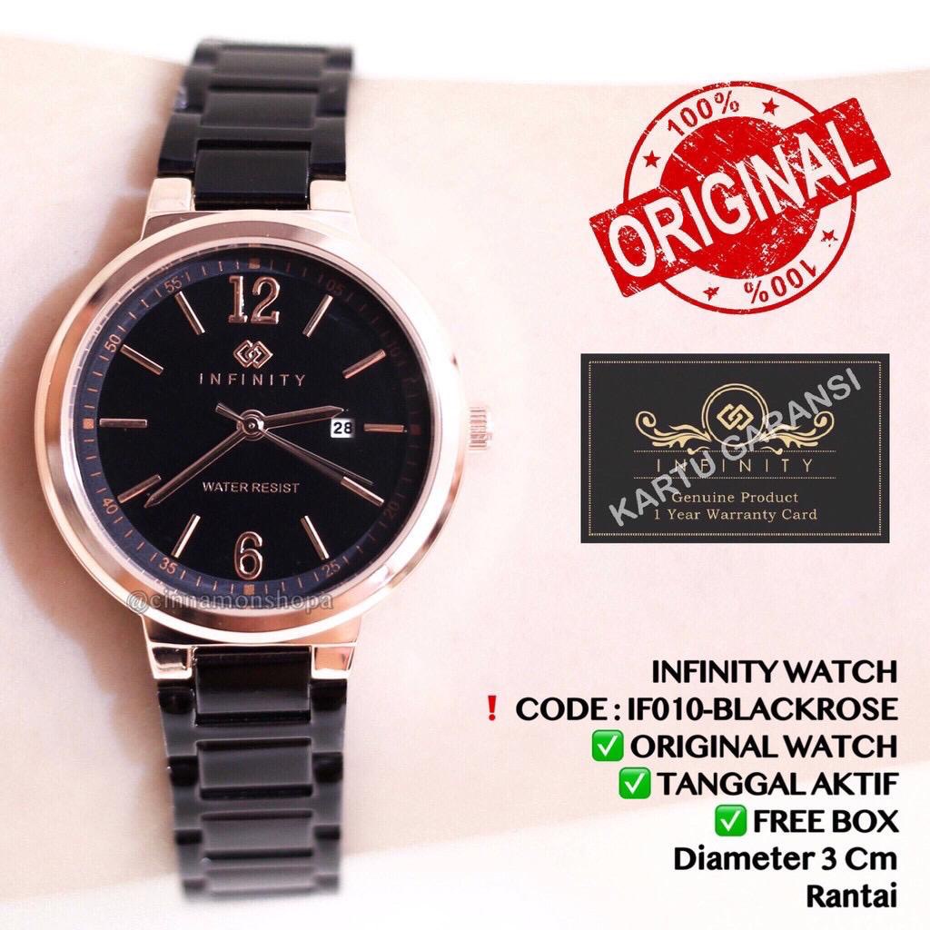 Jam tangan rantai wanita INFINITY original tanggal aktif rantai stainless steel FREE BOX &amp; BATERAI ANTI AIR