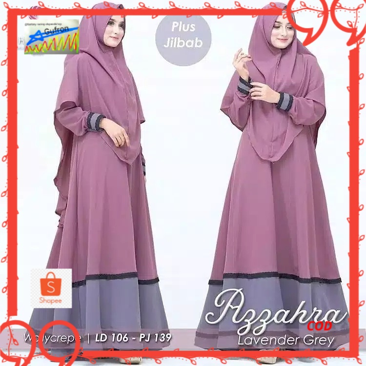 Gamis Syari Set Khimar Azzahra Premium Moscrepe Ukuran L-XL-XXl