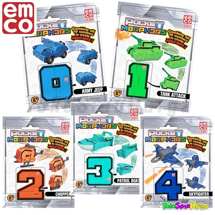 Emco Pocket Morphers Mega Botz Number Mainan Transformer