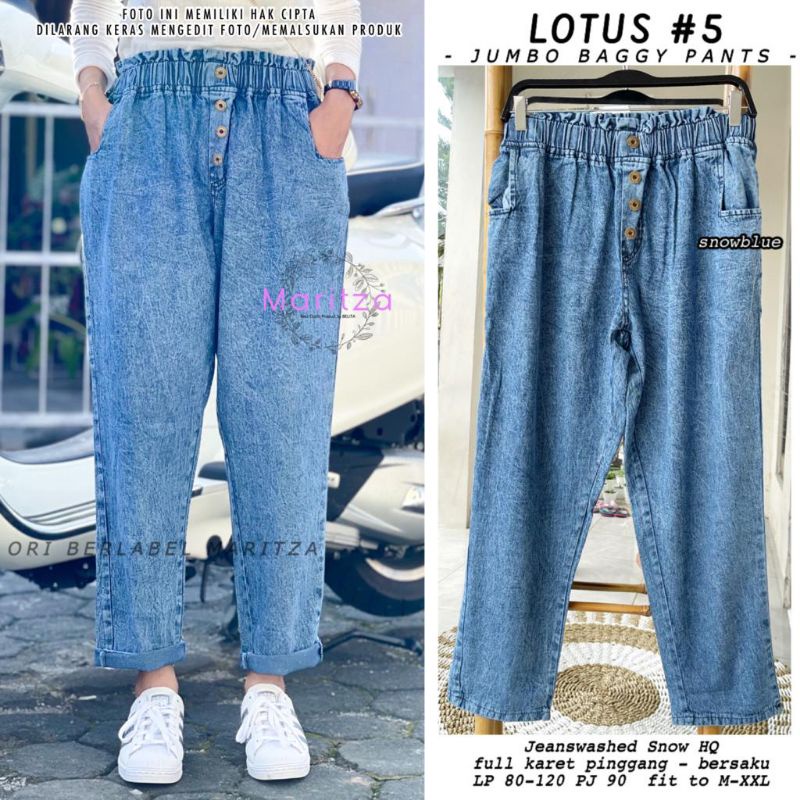 LOTUS #5 JUMBO BAGGY PANTS BY MARITZA (CELANA BAGGY JUMBO) Celana jeans wanita jumbo