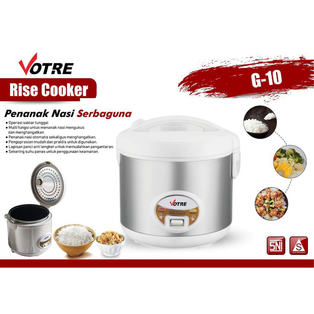 VOTRE G-10 Rice Cooker Kapasitas 1,2Liter Bisa 3 Fungsi MEMASAK MENGHANGATKAN MENGUKUS