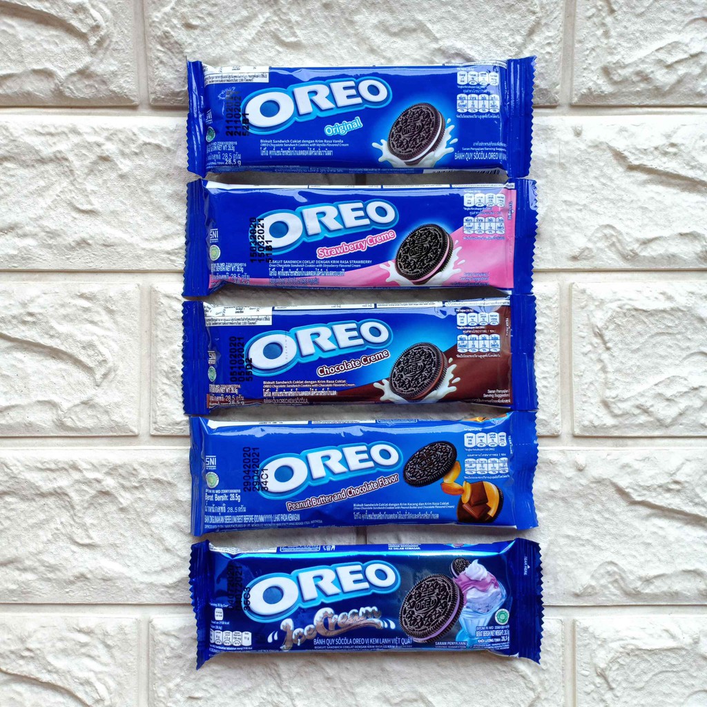 

Biskuit Oreo Sachet Original Strawberry Ice Cream Peanut Butter Chocolate 28.5gr 28.5g 28.5 gr gram