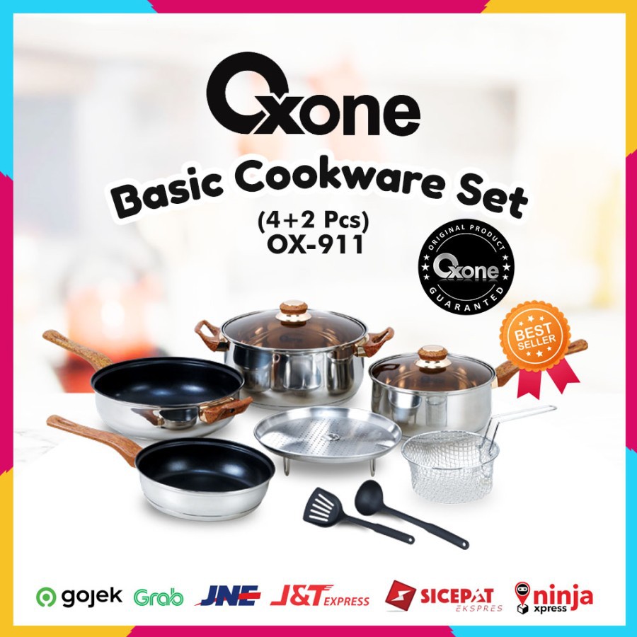 Panci Oxone OX-911 Panci Oxone BASIC Cookware Set 4+2Pcs