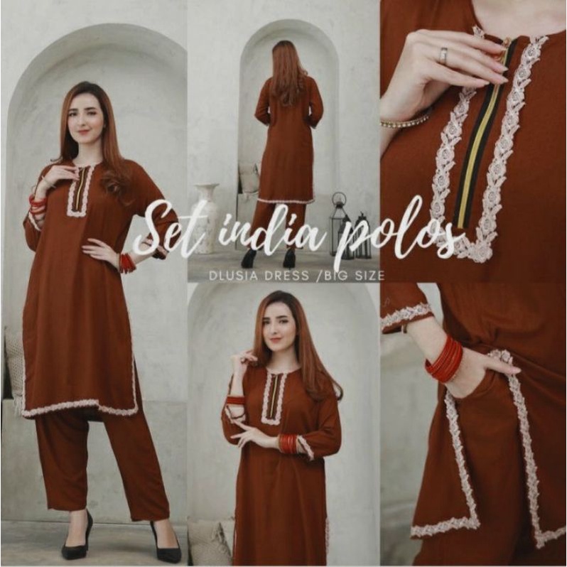 KB ~ Baju Setelan Renda Terbaru/ Set India Polos