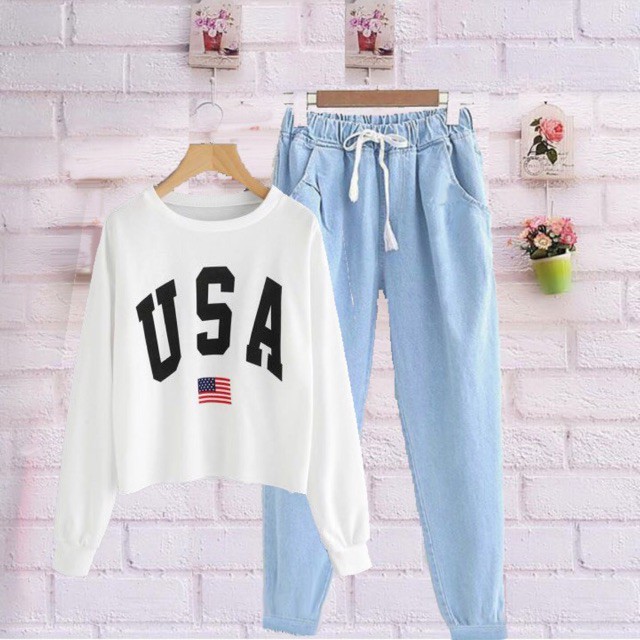 SUPPLIER  BAJU TANAH ABANG / DAMAI FASHION - baju setelan wanita FLAG USA - konveksi tanah abang