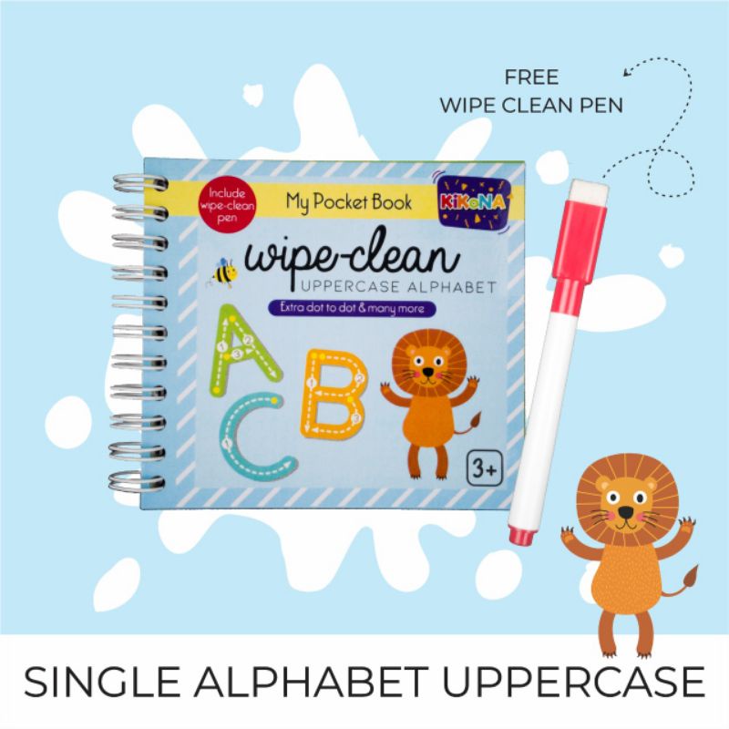 

My Pocket Book Wipe Clean Series - ALPHABET uppercase (incld. wipe-clean pen) Activity book / Buku saku anak - KIKONA Books