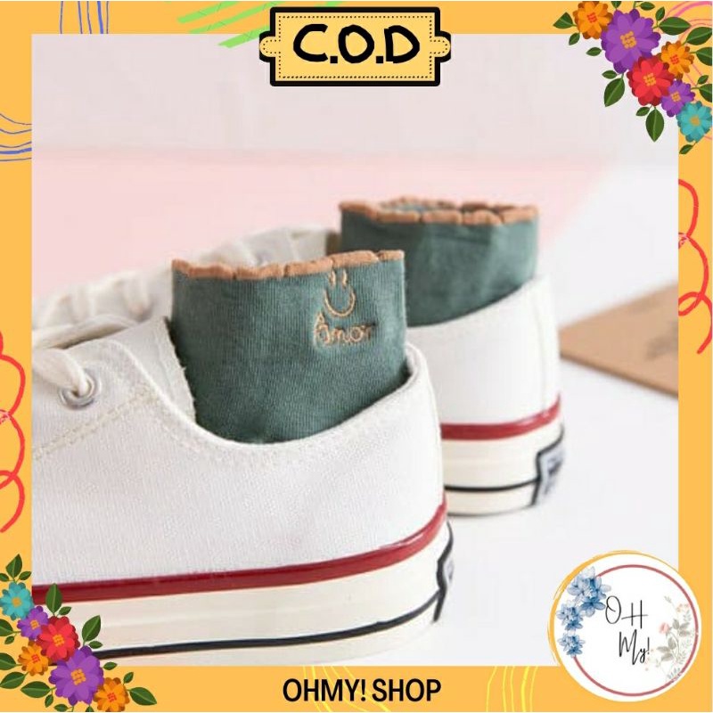 [ COD ] Kaos Kaki Wanita Semata kaki Ankle Cute Motif Smile / Kaos Kaki Lucu Import-2