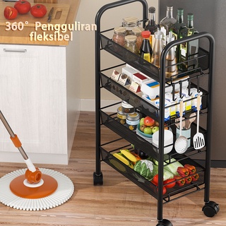 Weyon Sakura rak dapur 3 lapisan rak penyimpanan Beroda Rak Rak Troli Penyimpanan Serbaguna Rak Ruang Tamu Tingkat Putih Rak Salon(Rode Rack 63cm)