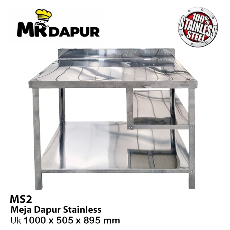 Meja Stainless Steel MrDapur MS 2 Rak Dapur