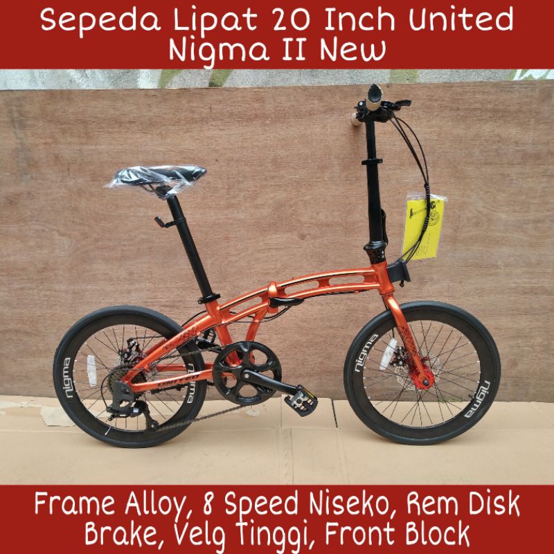 Sepeda Lipat 20 Inch United Nigma II New Alloy 8 Speed