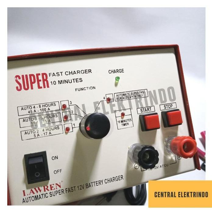 CHARGER AKI ACCU 12V SUPER FAST CHARGER AUTOMATIC LAWREN LE 248