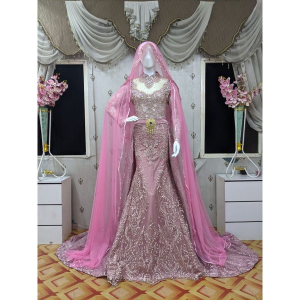 GAUN PENGANTIN SLIM FULL PAYET MEWAH