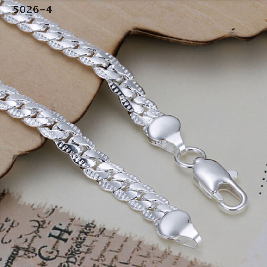 5026-4 Gelang Rantai Ular Lapis Silver Lebar 5mm Untuk Pria