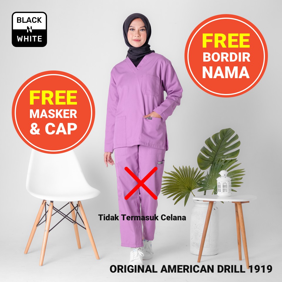 Atasan / Baju OKA / Baju Jaga / Baju Perawat / Baju OK / Baju Dokter Jaga / Baju SCRUB-AM1919 Panjang