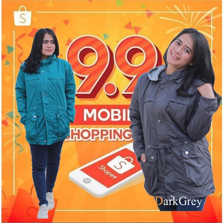 Grosir Jaket Bolak Balik Wanita Jumbo Parka XXL  WaterProff Original / COD Jaket Jumbo Waterproff Big Size Keren