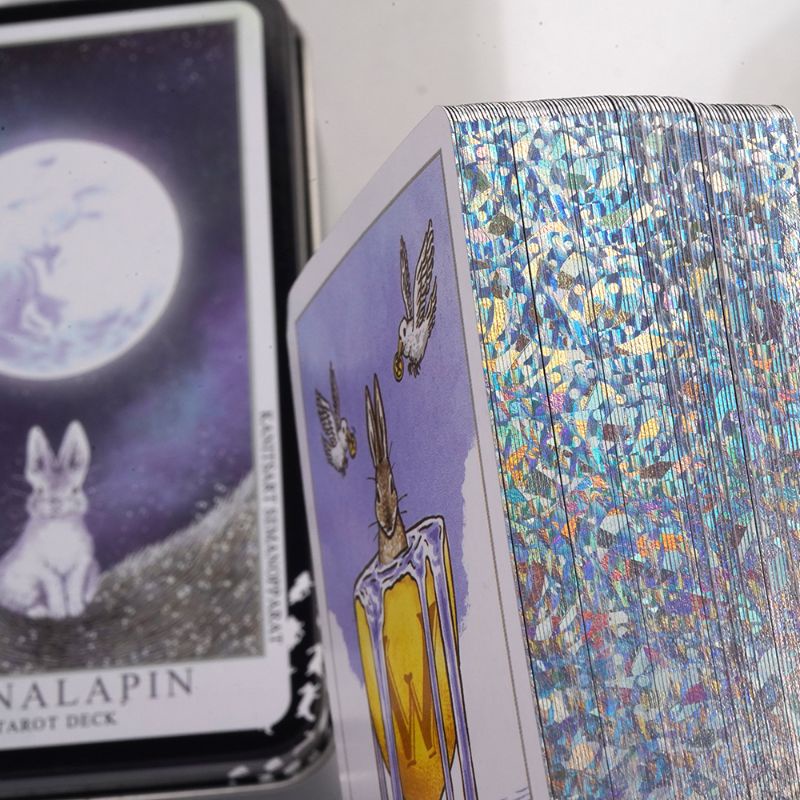 Lunalapin Tarot dengan Kotak Kaleng pinggiran Silver