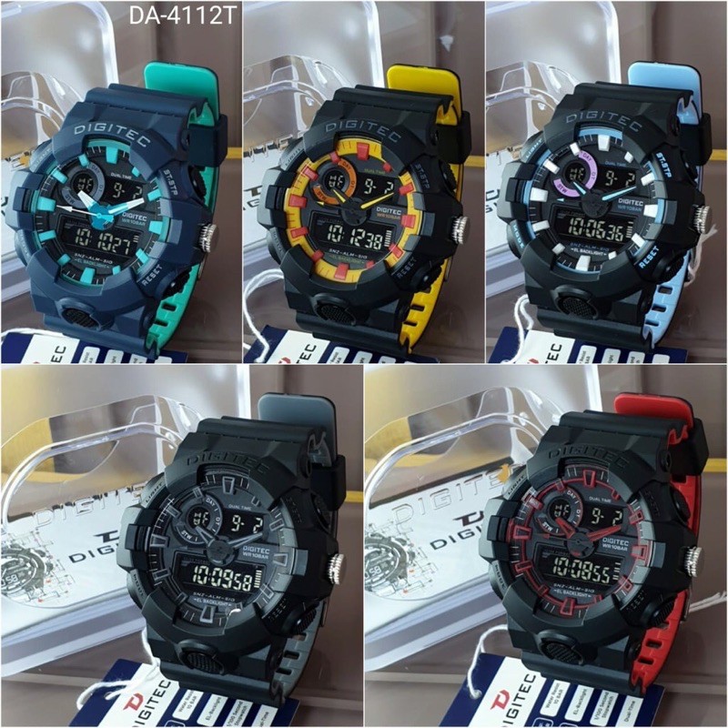 JAM TANGAN DIGITEC DG 4112 DG4112 PRIA RUBBER  DUAL TIME ORIGINAL