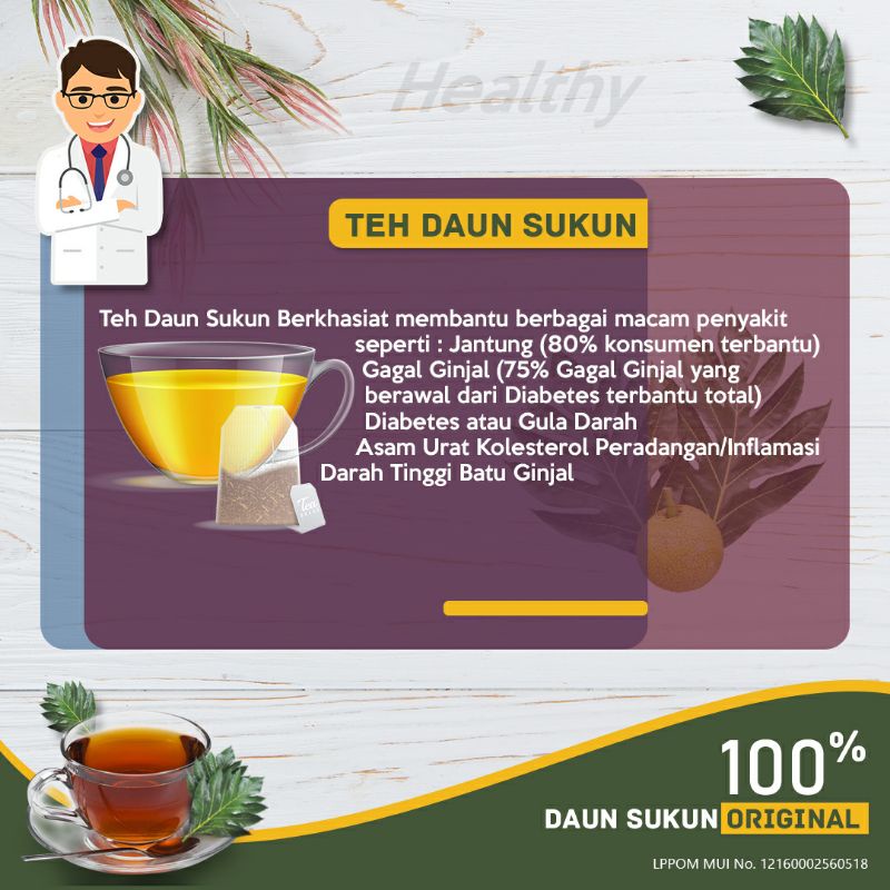 Teh Daun Sukun Premium Laasyaka Teh daun sukun ginjal Teh daun sukun gula darah