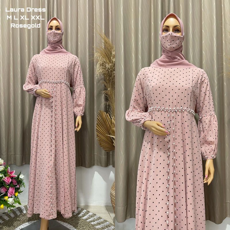 DRESS PESTA MEWAH//GAMIS LAURA DRESS TANGAN BALON FULL MUTIARA//GAMIS PESTA//GAMIS BRUKAT MEWAH//KEBAYA//GAMIS PENGANTIN//GAMIS WISUDA//GAMIS TULLE MEWAH//BY NAURA