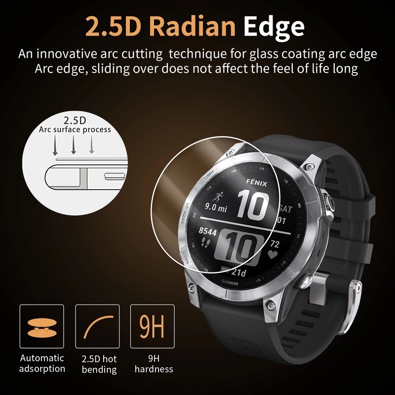 Tempered Glass Pelindung Layar Garmin Fenix7 7S 7X Full Coverage 9H Anti Silau Sidik Jari