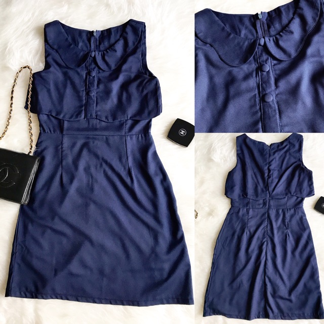 Navy scallop collar dress