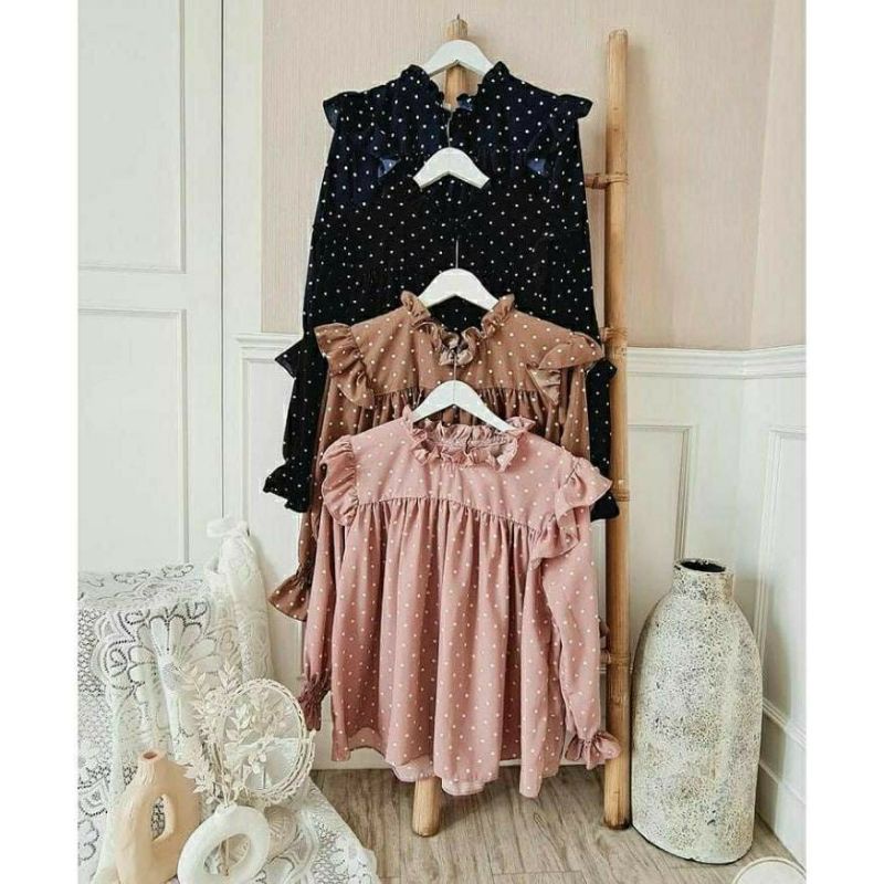 Arifirn Blouse Vino Polka - Blouse Wanita Murah