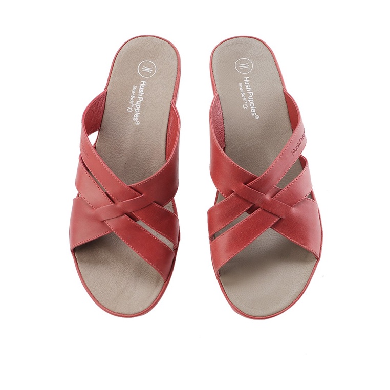 SANDAL WEDGES KULIT HUSH PUPPIES WANITA ORIGINAL TERBARU MERAH HW06