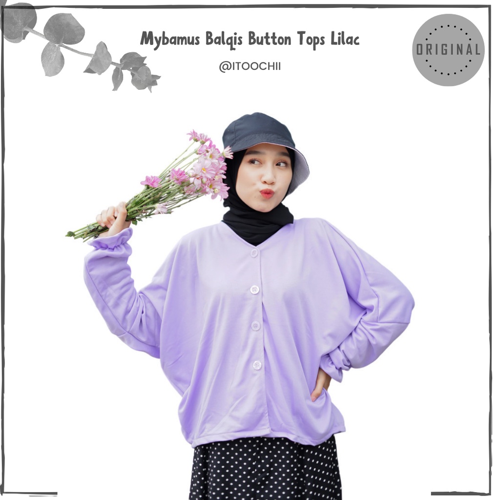 Mybamus Balqis Button Tops Lilac Baju Wanita Baju Bigsize Blouse Jumbo Kemeja Jumbo Lilac