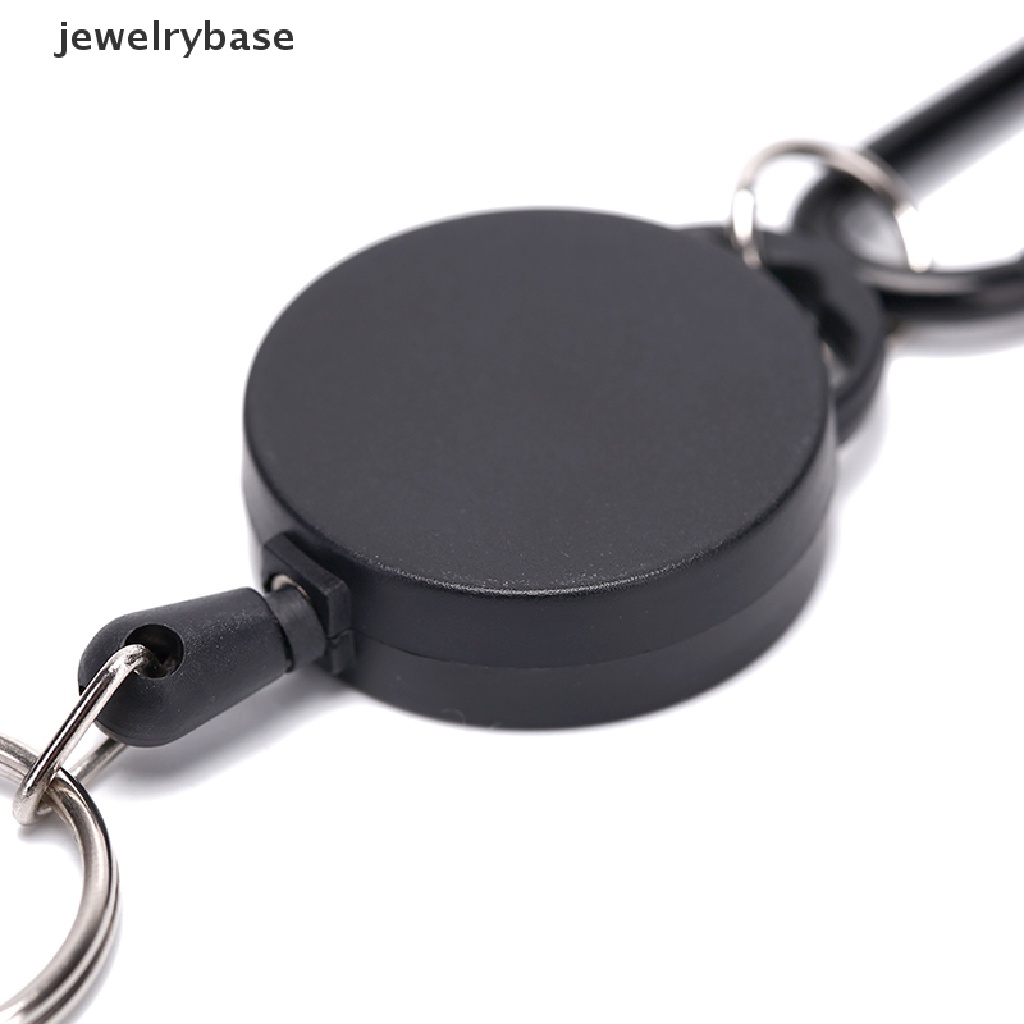 (jewelrybase) Gantungan Kunci / Lencana / Ikat Pinggang Retractable Bahan Baja Warna Hitam