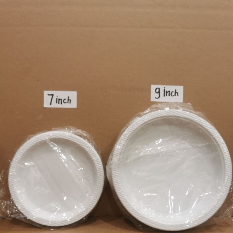 Piring Plastik Putih Susu Ukuran P7 & P9 / Piring Plastik / Piring Mkanan