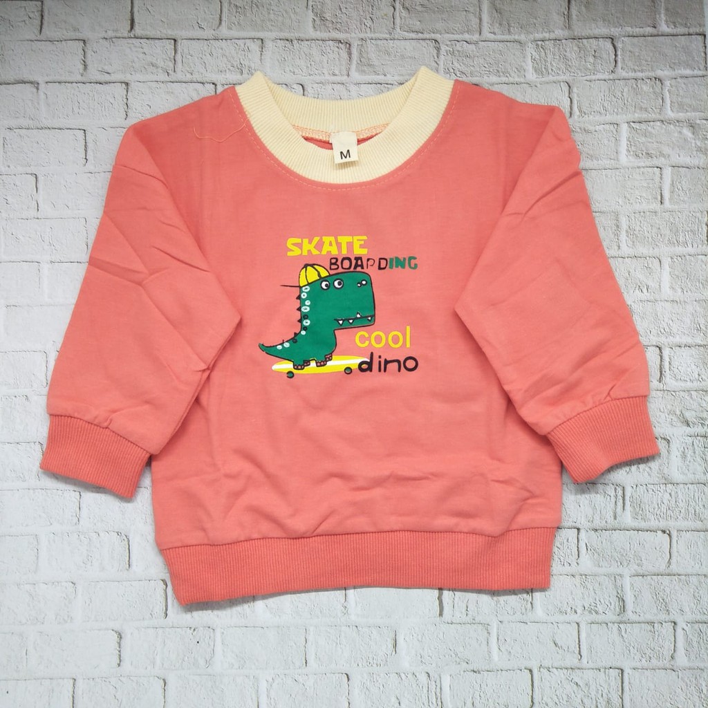 Sweater anak laki laki lucu murah usia 1-5thn 100% import kualitas premium gambar COOL DINO