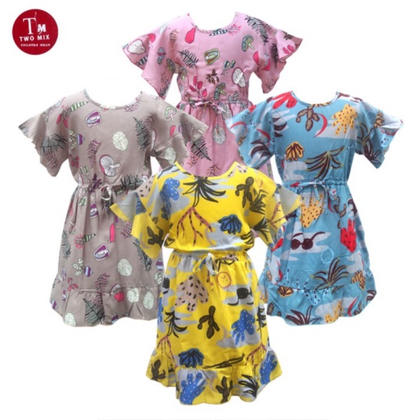 Unik Two Mix Daster Anak Motif Kaktus Bahan Kain Rayon Super 4091 - Abu 2 Diskon