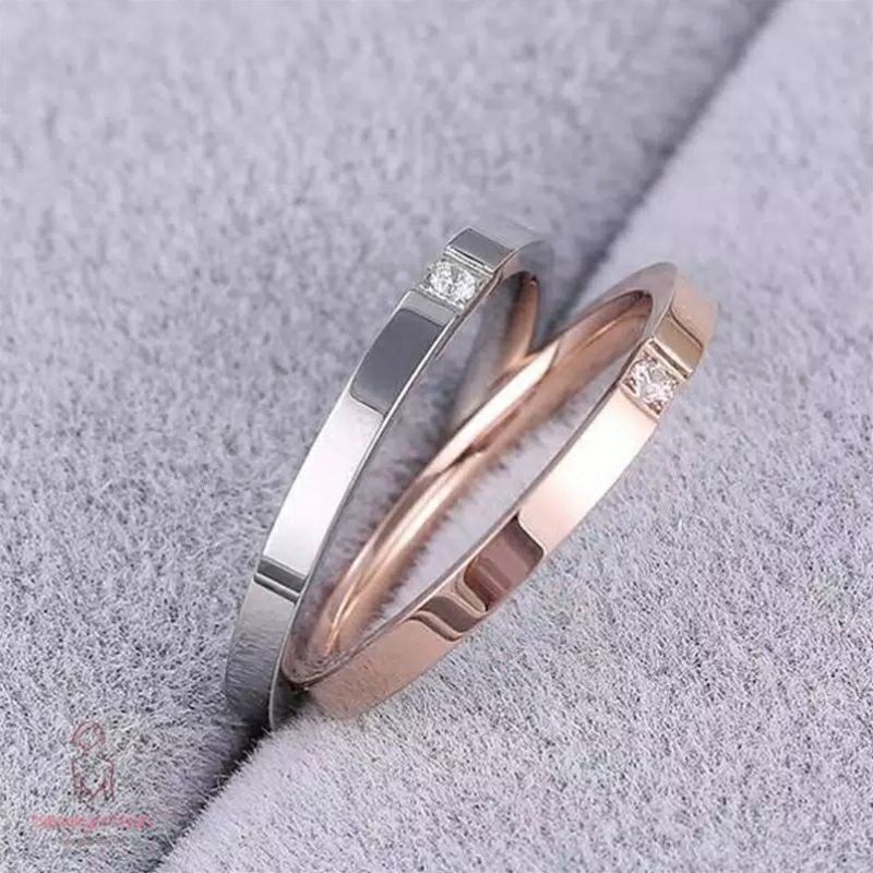 Cincin pasangan titanium asli anti karat selamanya JAN-8