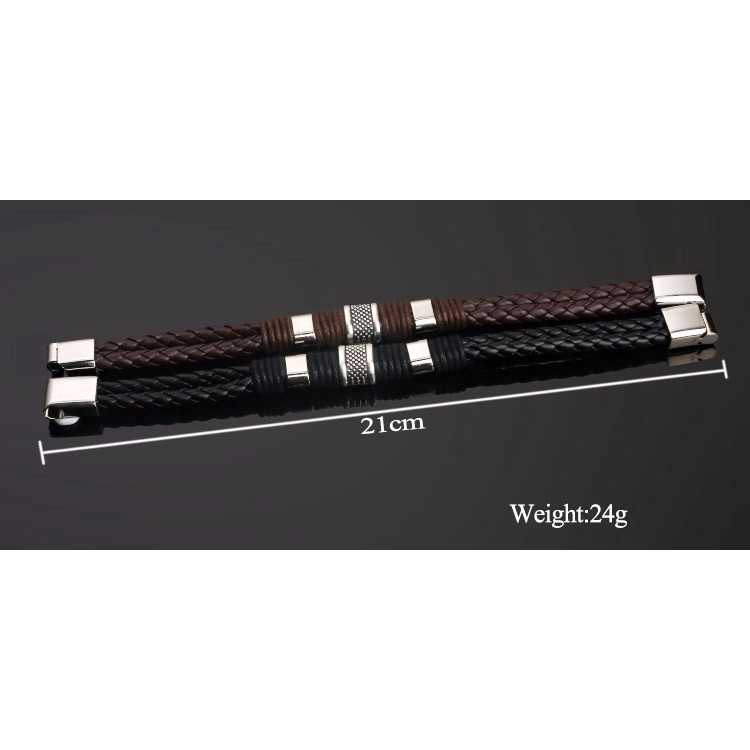 Gelang Strap Kepang Bahan Kulit Ada 2 Warna Gaya Punk Untuk Pria 2018