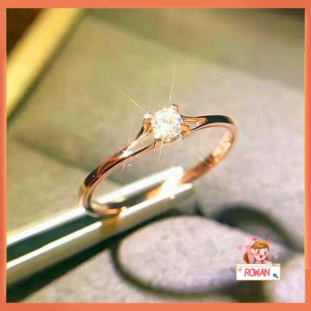 R-flower Cincin Klasik Bentuk Bunga Aksen Berlian Imitasi Warna Gold / Silver Untuk Perhiasan Wanita