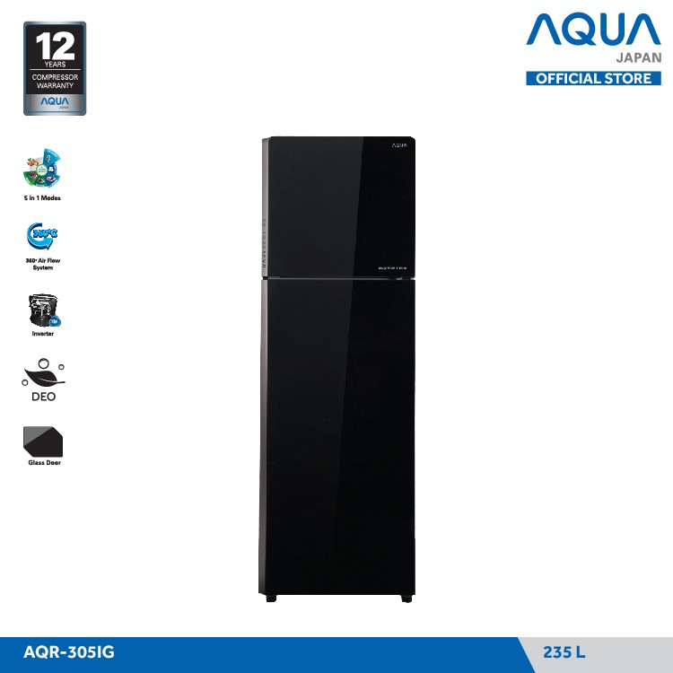 AQUA JAPAN Kulkas 2 Pintu Inverter AQR-305IG 230 Liter FREE ONGKIR (JABODETABEK)