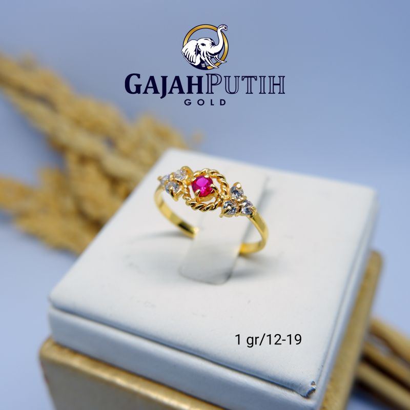 1gr Cincin Model Permata Merah Emas Asli kodeO1101219