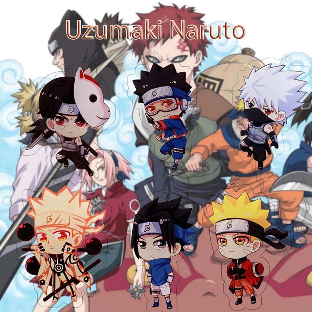 Lanfy Naruto Gantungan Kunci KeyRing Kartun Gaara Uchiha Itachi Kakashi Sasori Naruto Liontin