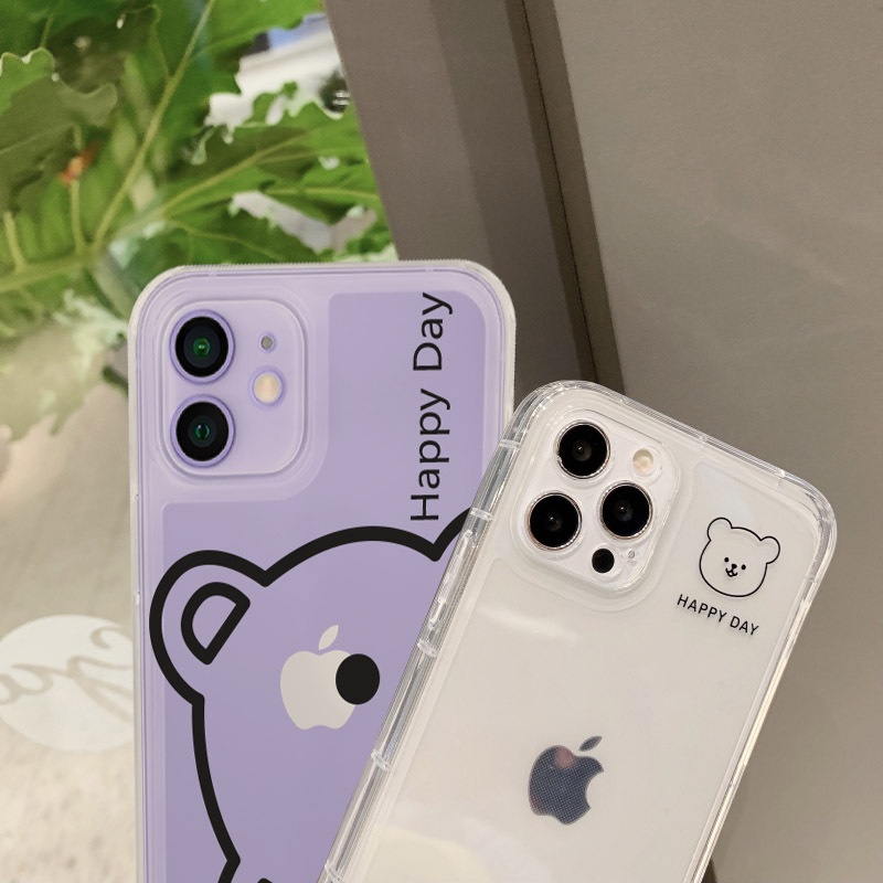 Soft case Transparan Motif Kartun Beruang butterfly Untuk iphone 13 12 11 Pro Max XS XR 8plus 12pro12pro Max 7 8 Plus X XS XR XSMAX