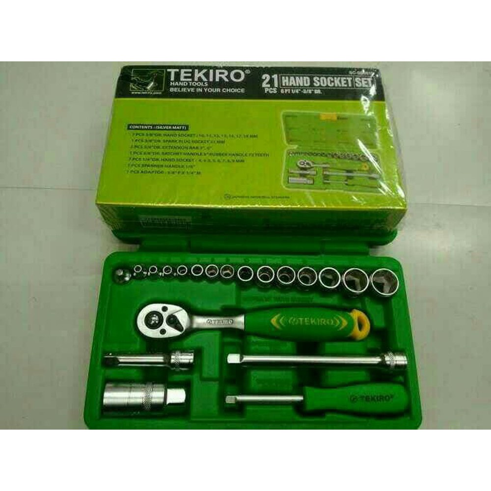ORIGINAL  Kunci sok set Tekiro 21 pcs  TEKIRO sok set 21 pcs Hand Socket Set