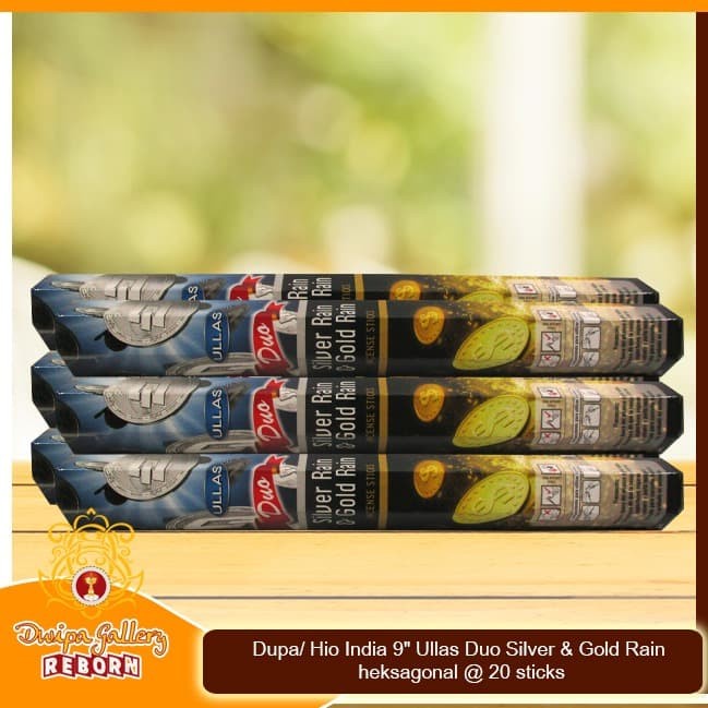 Dupa/ Hio India 9&quot; Ullas Duo Silver heksagonal @ 20 sticks (6pcs/box)