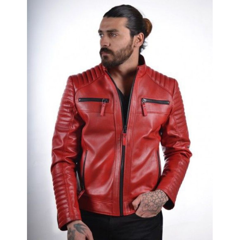 JAKET KULIT ASLI DOMBA | JAKET KULIT PRIA ASLI ORIGINAL | JAKET KULIT PRIA | JAKET KULIT MERAH