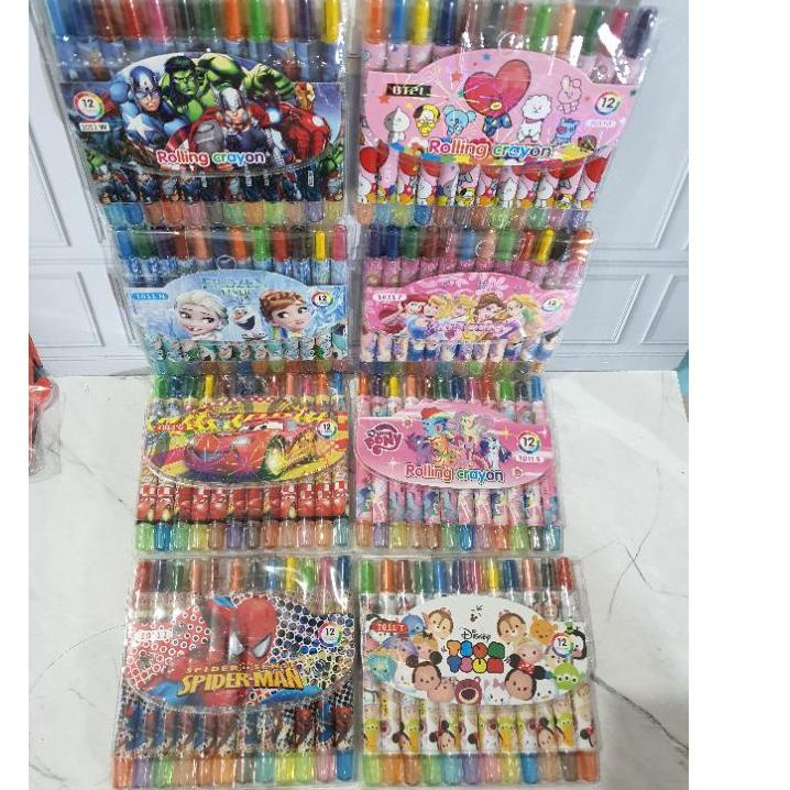 

Hot Sale CRAYON PUTAR PENDEK 12warna atau 18warna/krayon/rolling crayon/twist crayon ,.