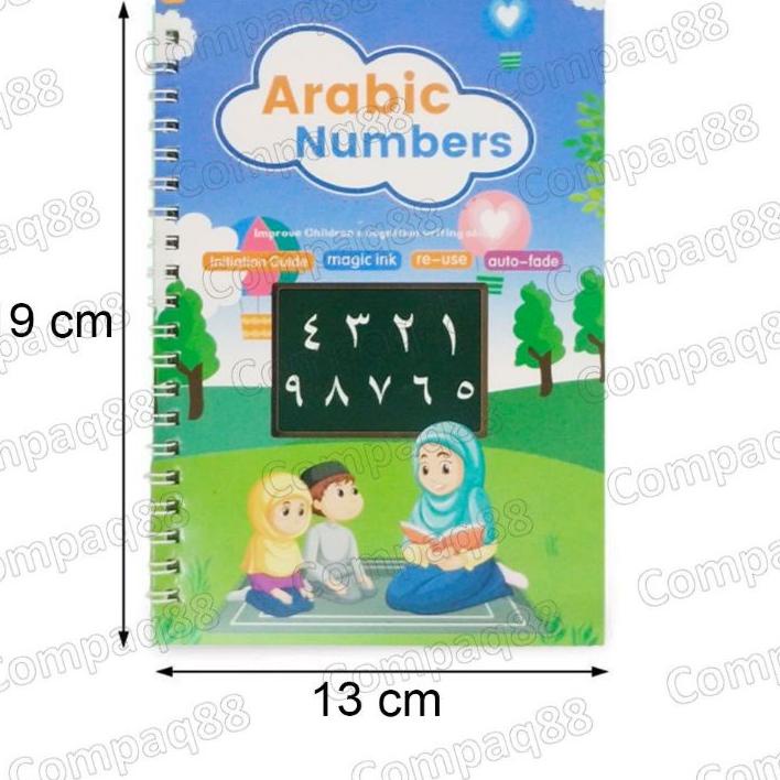 1 Set 2 Buku Magic Pratice Book Hijaiyah &amp; Arabic Numbers Buku Belajar Menulis Buku Magic 3D 