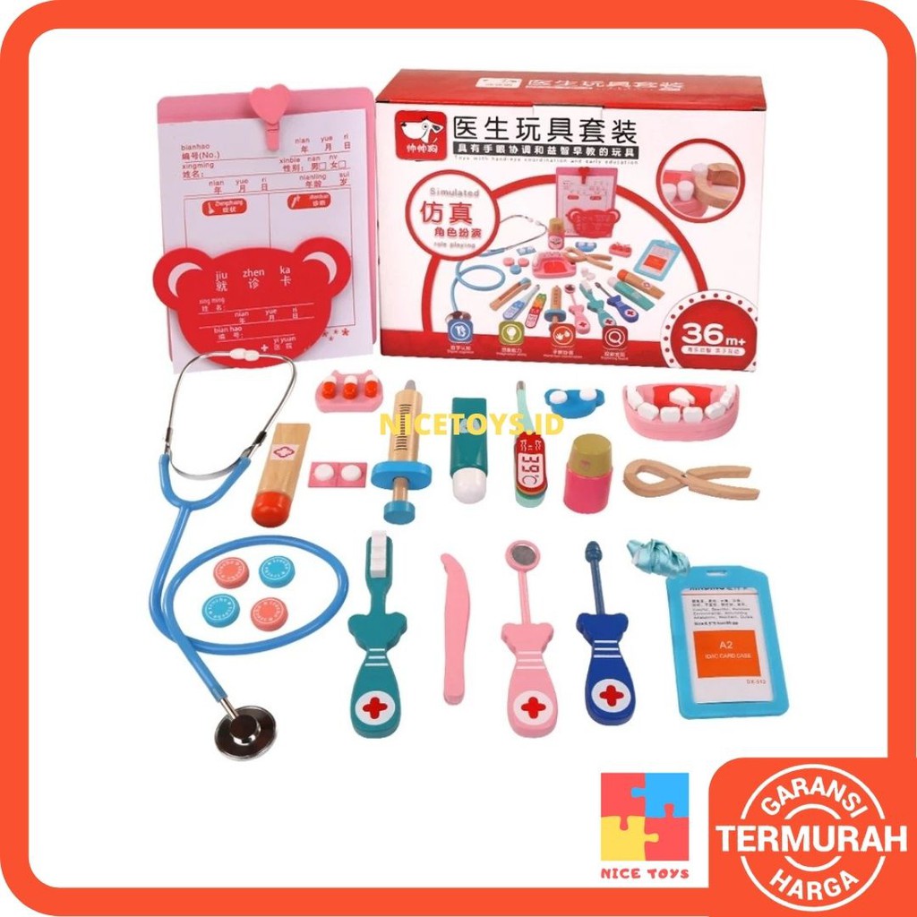 Wodden Toys Medical Doctor Set Mainan Dokter Dokteran Mainan Kayu