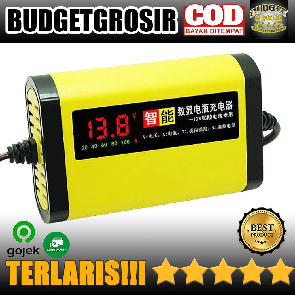 Charger Baterai Aki Mobil Motor LCD Display 12V 2A - Taffware